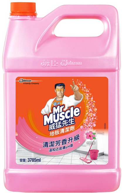 Mr Muscle 威猛先生 地板清潔劑 完美花香 清潔芳香升級 溫和近皮膚pH值, 3.785L, 1桶