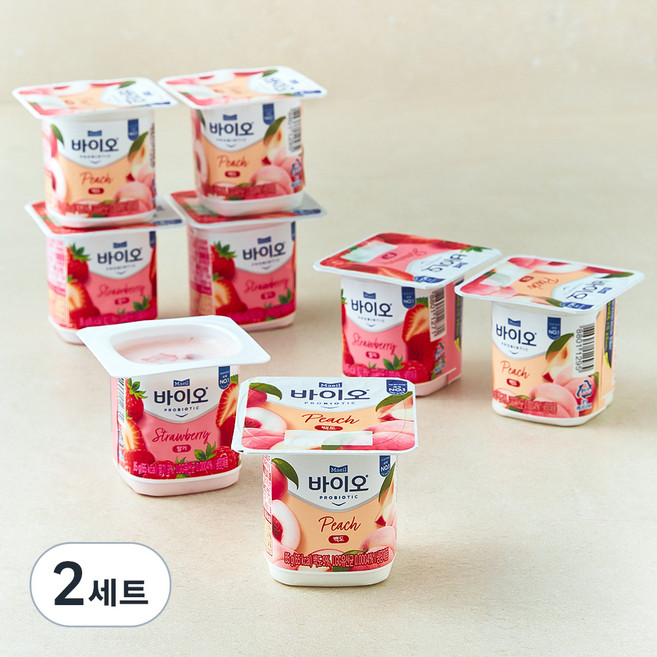 매일유업 바이오 요거트 백도 85g x 4개 + 딸기 85g x 4개, 8개입, 2세트