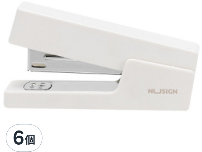 NUSIGN 紐賽 幾何簡約釘書機 3號 + 24/6適用 ENS084, 6個, 淨白