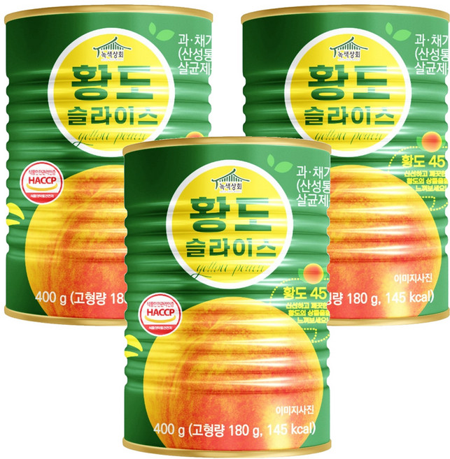 녹색상회 황도 슬라이스, 400g, 3개