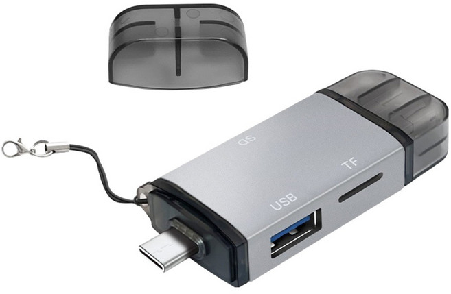 Anyzone 6合1 USB OTG 多功能讀卡機, 金屬銀, 1個, ANY-HUB10