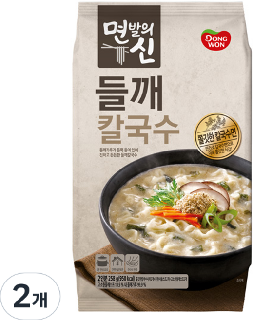 동원 면발의신 들깨칼국수 2인분, 258g, 2개
