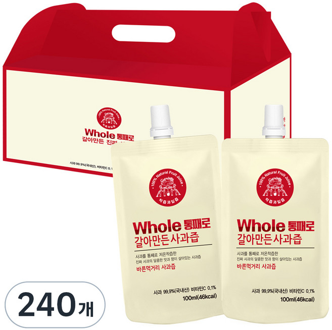통째로 갈아만든 사과즙 스파우트, 100ml, 240개입