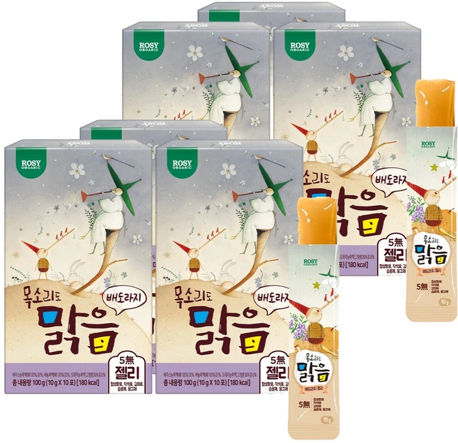 로지오가닉 목소리도 맑음 스틱형 젤리, 혼합맛(배/도라지), 100g, 6개 - 쿠팡