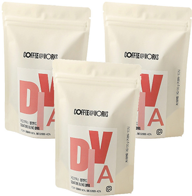 커피앳웍스 디바 커피원두, 100g, 홀빈(분쇄안함), 3개