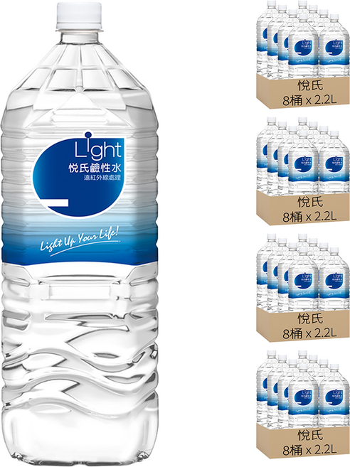 悅氏 Light 鹼性水, 2.2L, 32桶