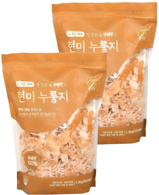 경성당 황동판 현미 누룽지, 1.5kg, 2개