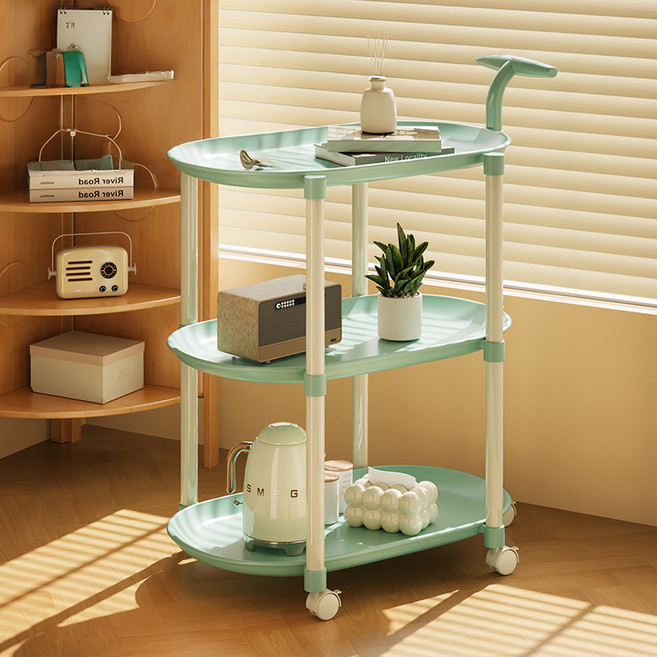 맙소샵 클래식 선반 이동식 트롤리 카트 BRP432, 민트, 3단