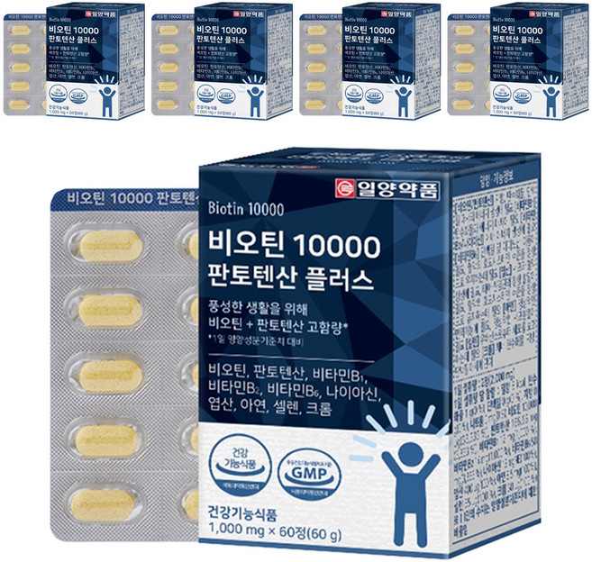 일양약품 비오틴 10000 판토텐산 플러스, 60정, 5개