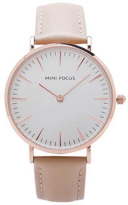 MINI FOCUS 偶然的邂逅簡約真皮手錶 白面 WMF0318 金屬材質