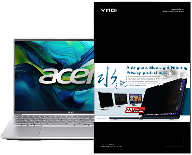YADI 亞第 插卡隱貼 16 : 10 水之鏡防窺片 Acer Swift Lite SFL16 51M 74W7專用 PF4PPB-W160, 1個