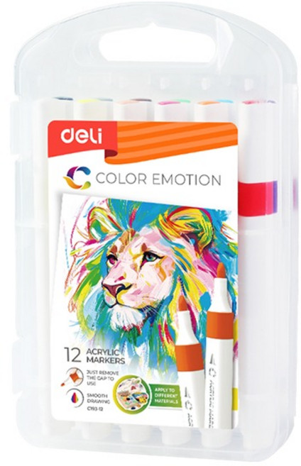 델리 다용도 고급펜촉 워터프루프 아크릴마카, 1개, 12색