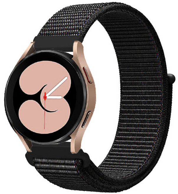 루아러블 갤럭시워치 호환 나일론 스포츠 루프 밴드 스트랩, 다크블랙, 1개