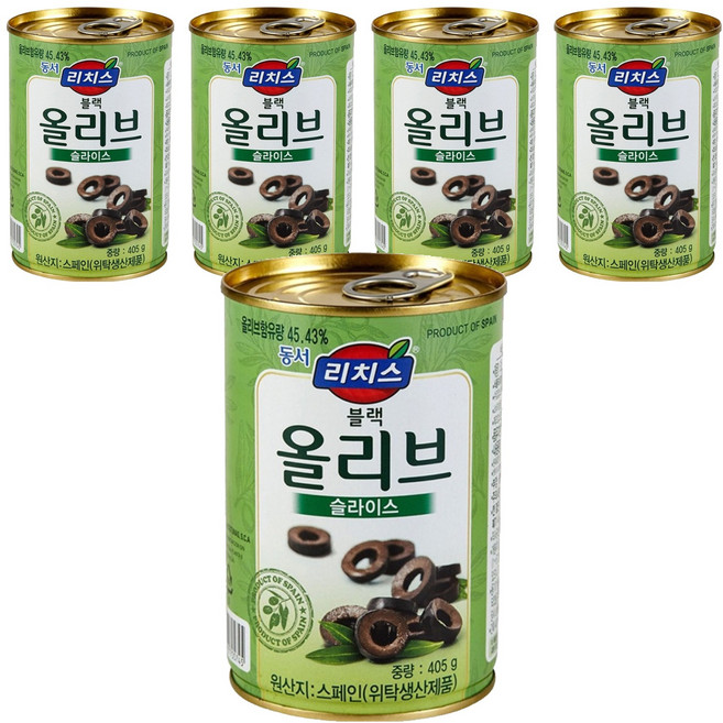 리치스 슬라이스 블랙 올리브, 405g, 5개