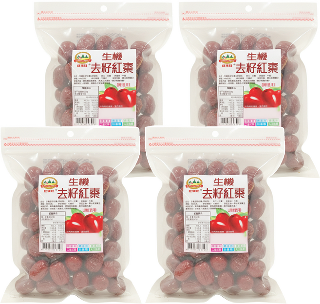 WON LAI WON 旺來旺 生機去籽紅棗, 300g, 4包
