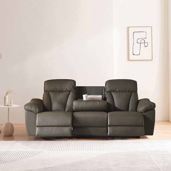 삼익가구 크루즈 USB 3인용 전동 리클라이너 가죽소파 양방향 방문설치, 머드그레이