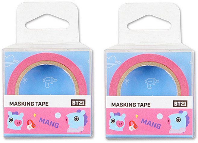 BT21 마스킹 테이프 15mm x 7m, 망, 2개