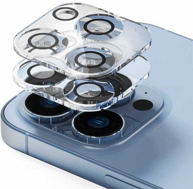 SINJIMORU iPhone 防眩光手機相機鏡頭鋼化玻璃黑環保護貼 2片組, 1組