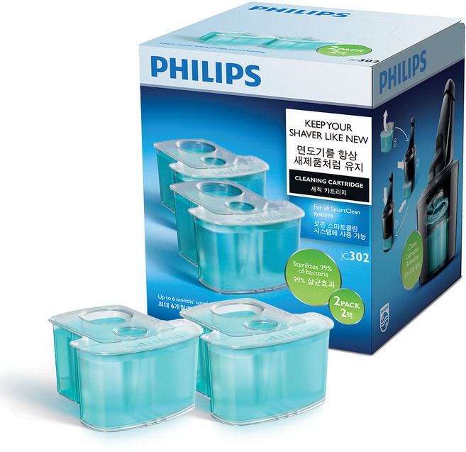필립스 전기면도기 스마트클린 시스템용 세척 카트리지 세정액, JC302/51