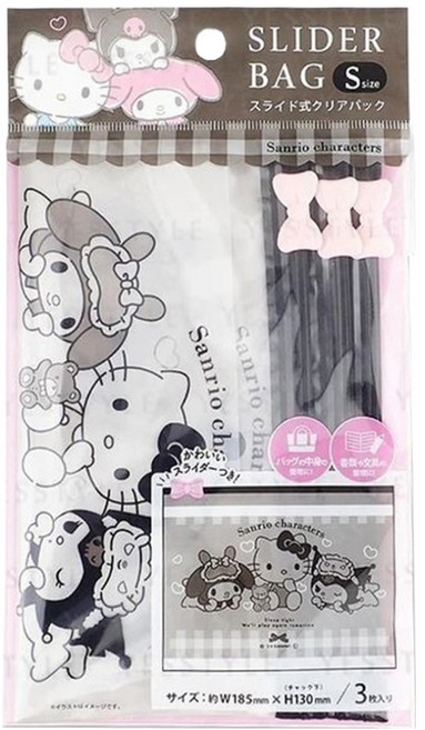 Sanrio 三麗鷗 滑扣夾鍊袋, 3件, 1組
