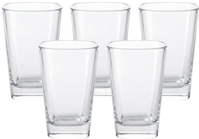 리빙메이트 PC 안깨지는 사각컵 360ml, 투명, 5개