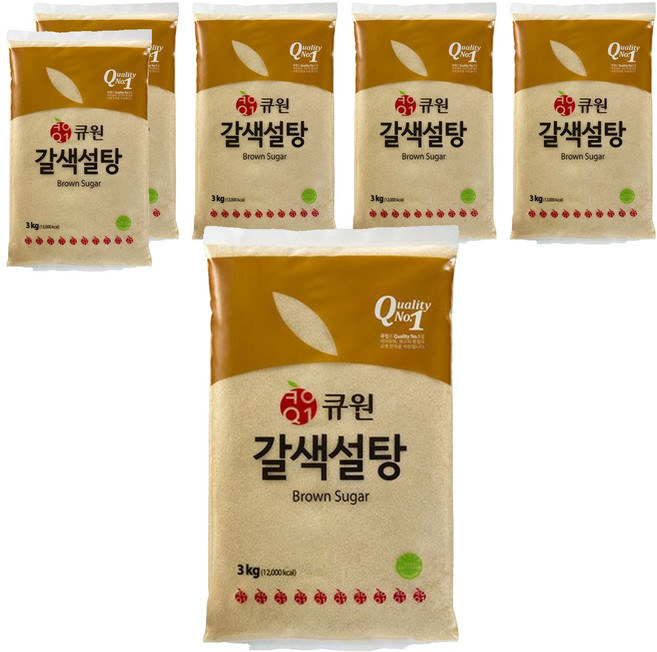 큐원 갈색설탕, 3kg, 6개
