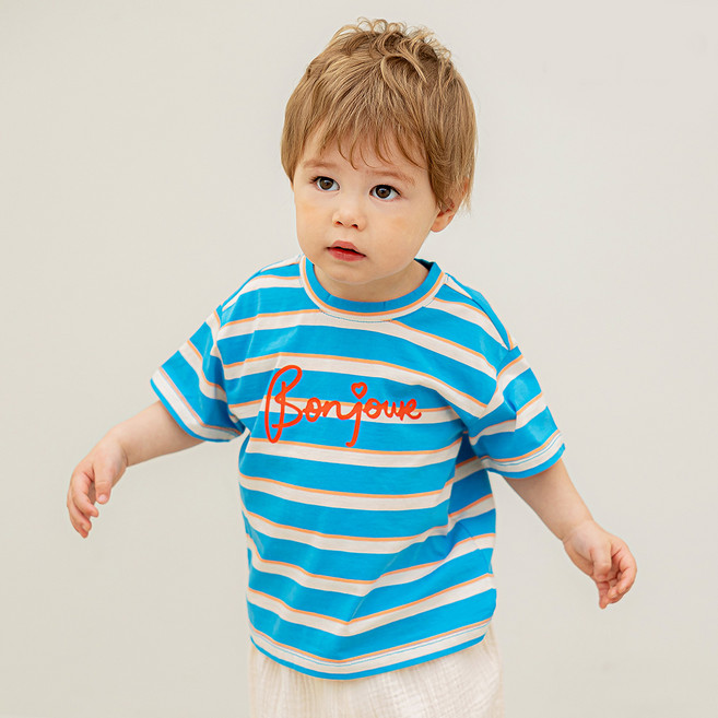 삠뽀요 남아용 댑 스트라이프 티셔츠 OLECT08