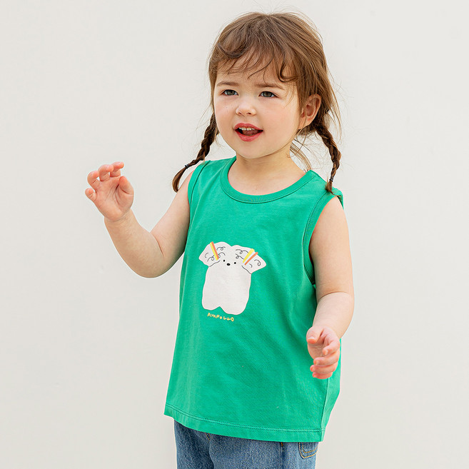 삠뽀요 아동용 통기성 클리오 민소매 티셔츠 OLECT10