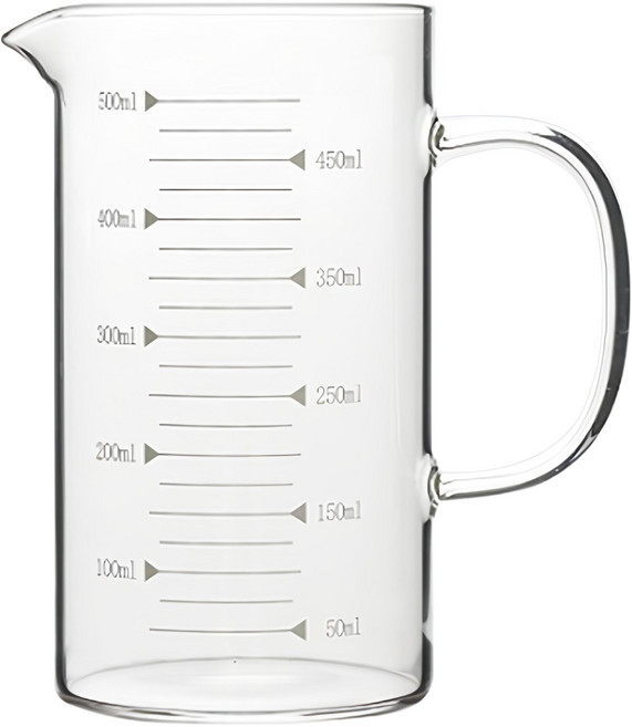 KALDIN 耐熱玻璃量杯 MS-01 500ml 容量 帶刻度標記 可重複使用, 透明色, 1個