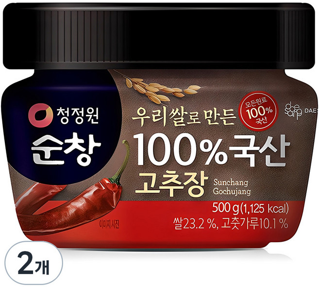 청정원순창 우리쌀 고추장, 500g, 2개