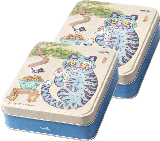 그래인스쿠키 베이커스초이스 틴케이스 쿠키 + 쇼핑백 세트, 쿠키 3p 6종, 2세트