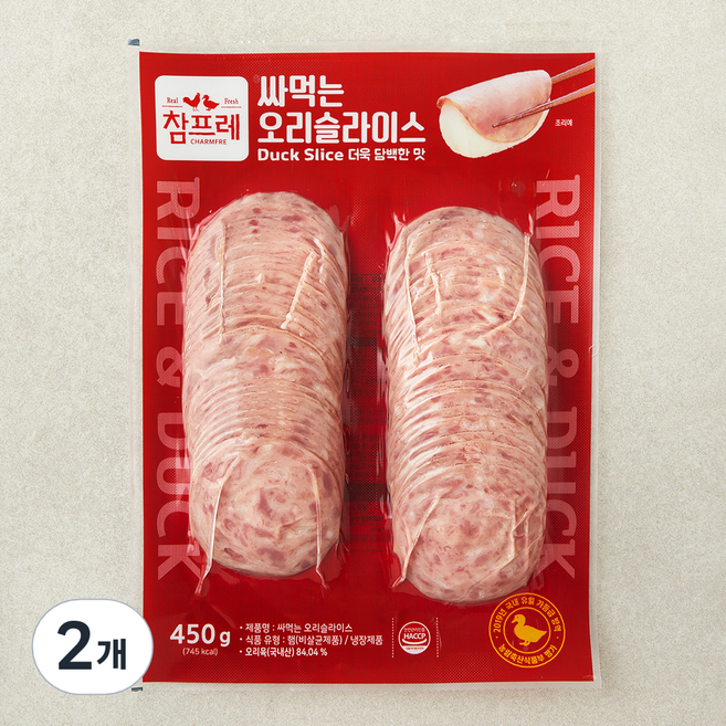 참프레 싸먹는 오리슬라이스, 450g, 2개
