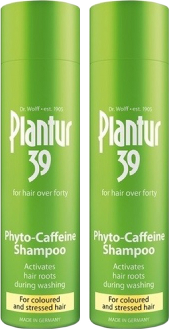 Dr.Wolff Plantur 39 植物與咖啡因洗髮露 染燙受損髮適用 強健髮根 德國製造, 250ml, 2瓶