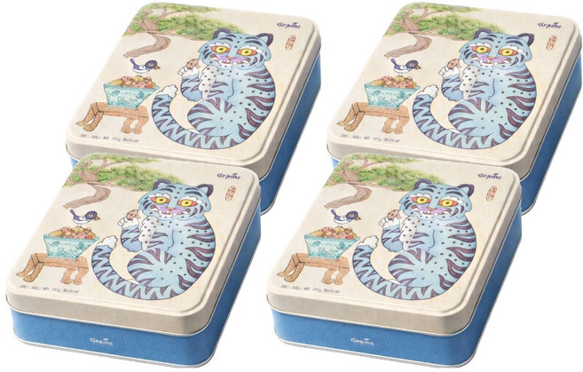 그래인스쿠키 베이커스초이스 틴케이스 쿠키 + 쇼핑백 세트, 쿠키 3p 6종, 4세트