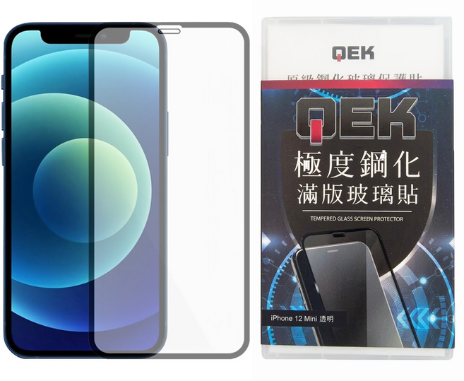 QEK 極度鋼化滿版玻璃貼 透明 x 2個 + 鏡頭貼, 1組