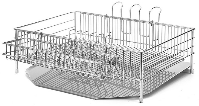 리빙제이 리얼 올스텐 304 식기 건조대 + 접시꽂이, 1단, 실버(대), 1세트