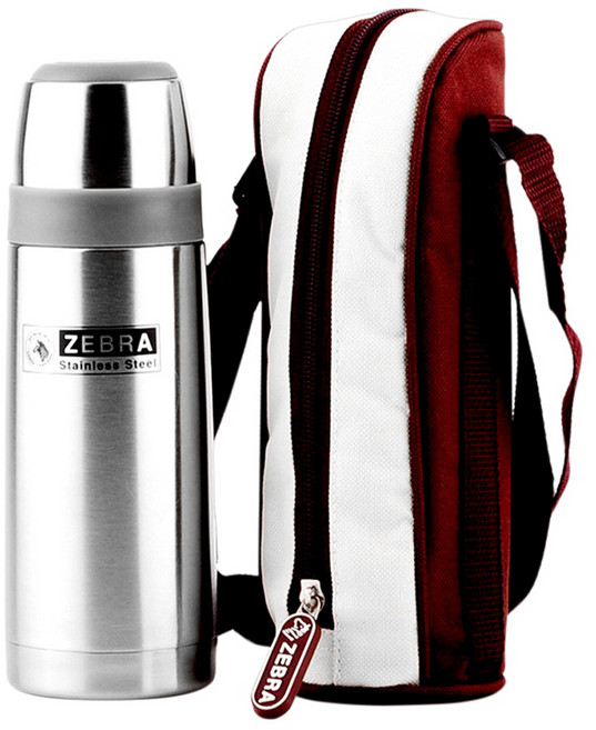 ZEBRA THAILAND 斑馬牌 304不銹鋼 真空瓶 附袋, 銀色, 350ml, 1個
