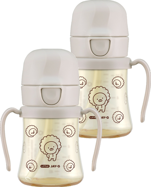 그로미미 리틀 카카오프렌즈 PPSU 빨대컵, 200ml, 2개, 얼그레이