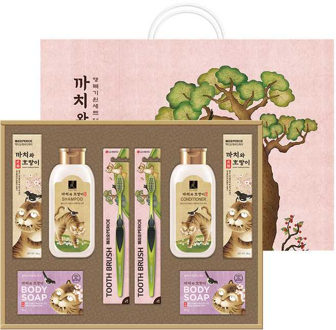 LG생활건강 까치와 호랑이 M호 선물세트 + 쇼핑백, 1세트