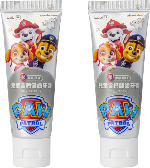 Lab52 齒妍堂 汪汪隊立大功 兒童含鈣健齒牙膏 無氟原味, 60g, 1入, 2條