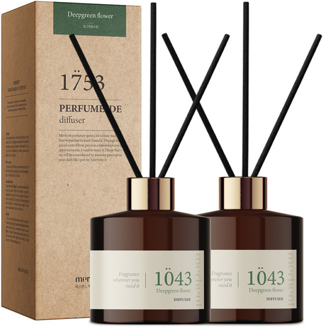 메르헨트 퍼퓸 드 디퓨저 + 섬유리드 10p 세트, 딥그린플라워, 200ml, 1개