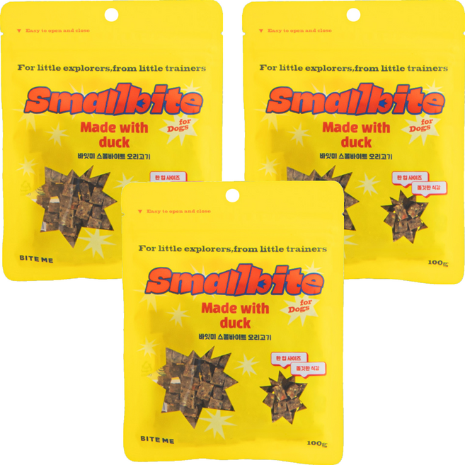 바잇미 강아지 미니트릿 스몰 바이트, 100g, 3개, 오리