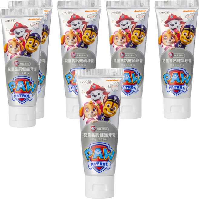 Lab52 齒妍堂 汪汪隊立大功 兒童含鈣健齒牙膏 無氟原味, 60g, 1入, 6條