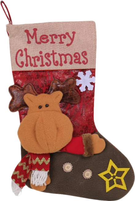 Vanibaby 特大號聖誕襪掛飾 禮物袋, 馴鹿 紅色, 1個