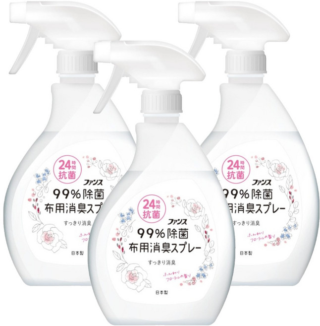 第一石鹼 布製品消臭抑菌噴霧 花香, 380ml, 3瓶