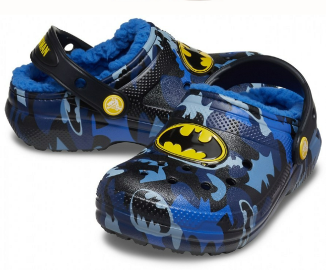 크록스키즈 클래식 라인드 배트맨 클로그 털 실내화