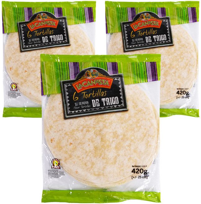 라카나스타 밀 또띠야 25cm, 420g, 3개