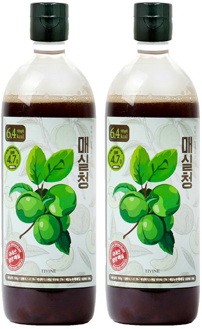 티바인 알룰로스 매실청 매실액기스 원액, 590g, 2개