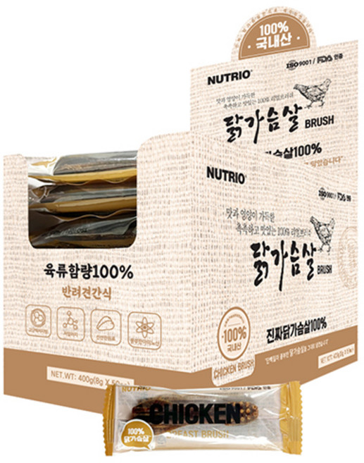 뉴트리오 강아지 프리미엄 브러쉬 간식 50p, 닭가슴살, 400g, 1개