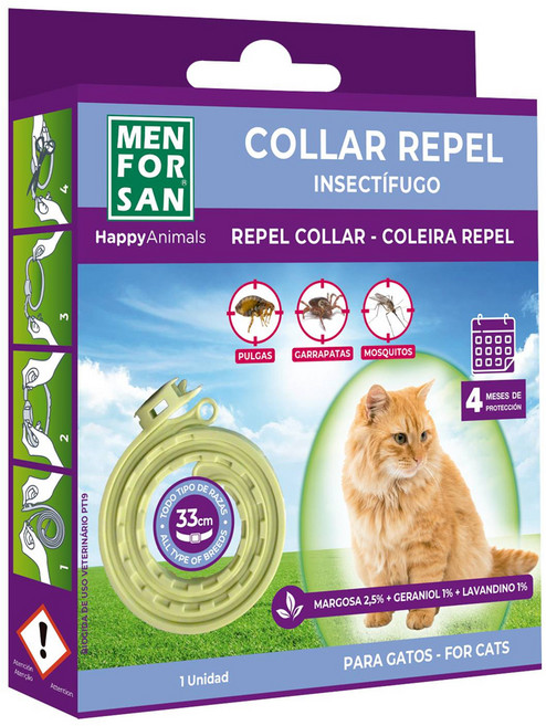 MEN FOR SAN 貓用天然驅蟲項圈 三配方 33cm, 1個
